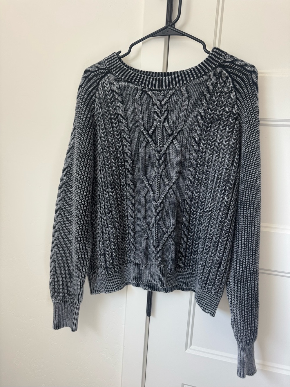 Mystree Gray Cable Knit Crewneck Sweater
